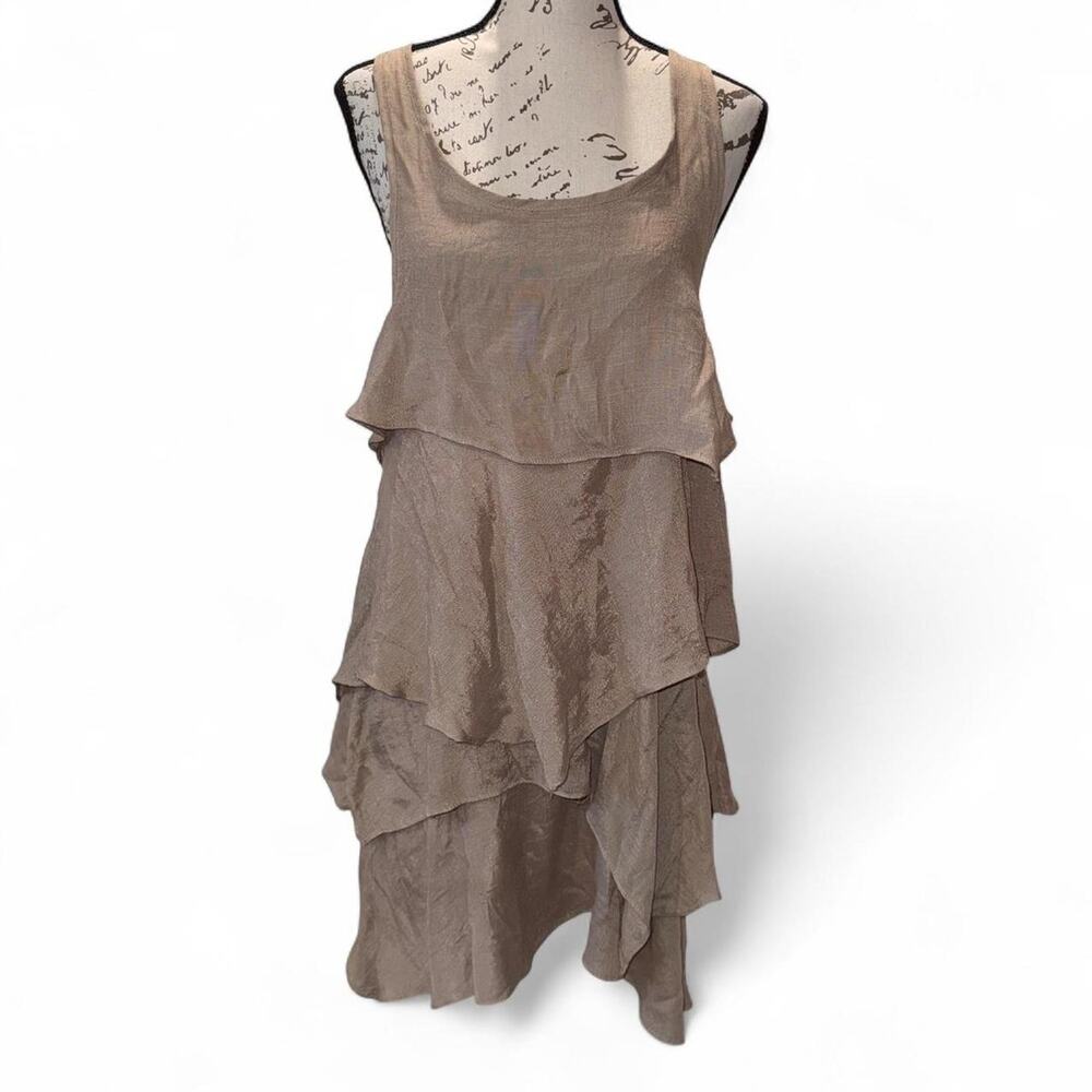 Toto Collection Taupe Ruffle Dress Bow Detail Fairycore Cottagecore Ren Faire XL